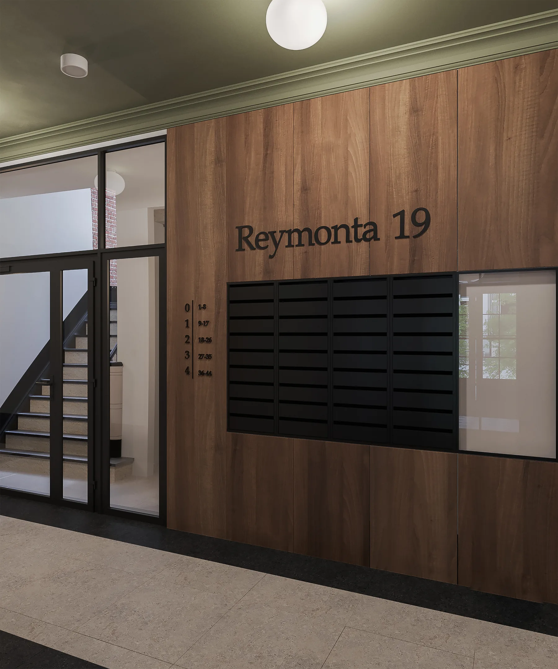 Strefa wejściowa kamienicy Reymonta 19-21